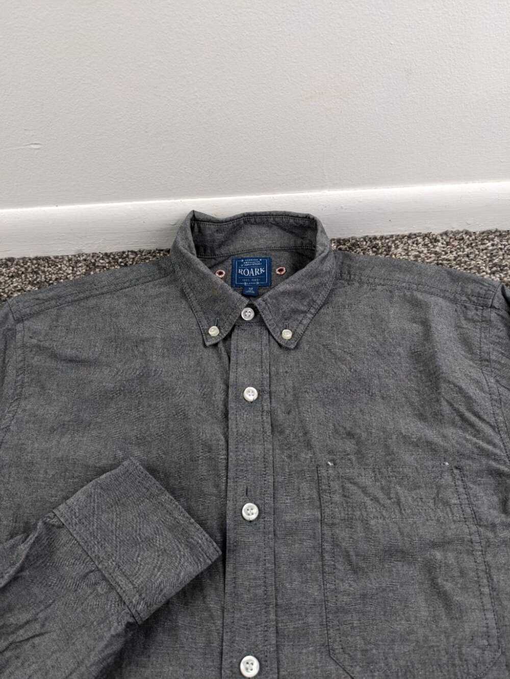 Roark Revival Shirt Chambray Vented Long Sleeve Button Up Mens Medium USA Made